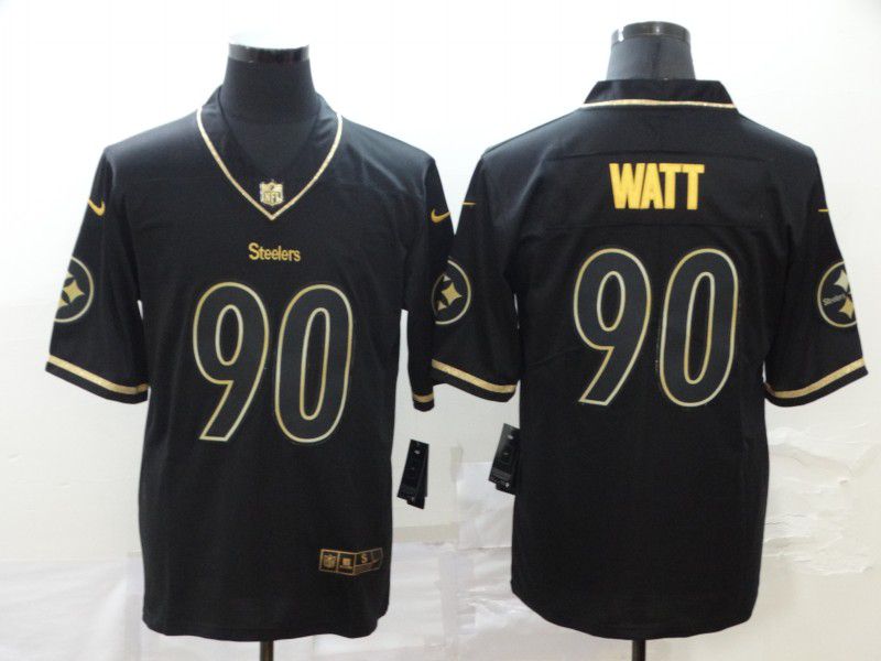 Men Pittsburgh Steelers 90 Watt Black Retro gold character Nike NFL Jerseys